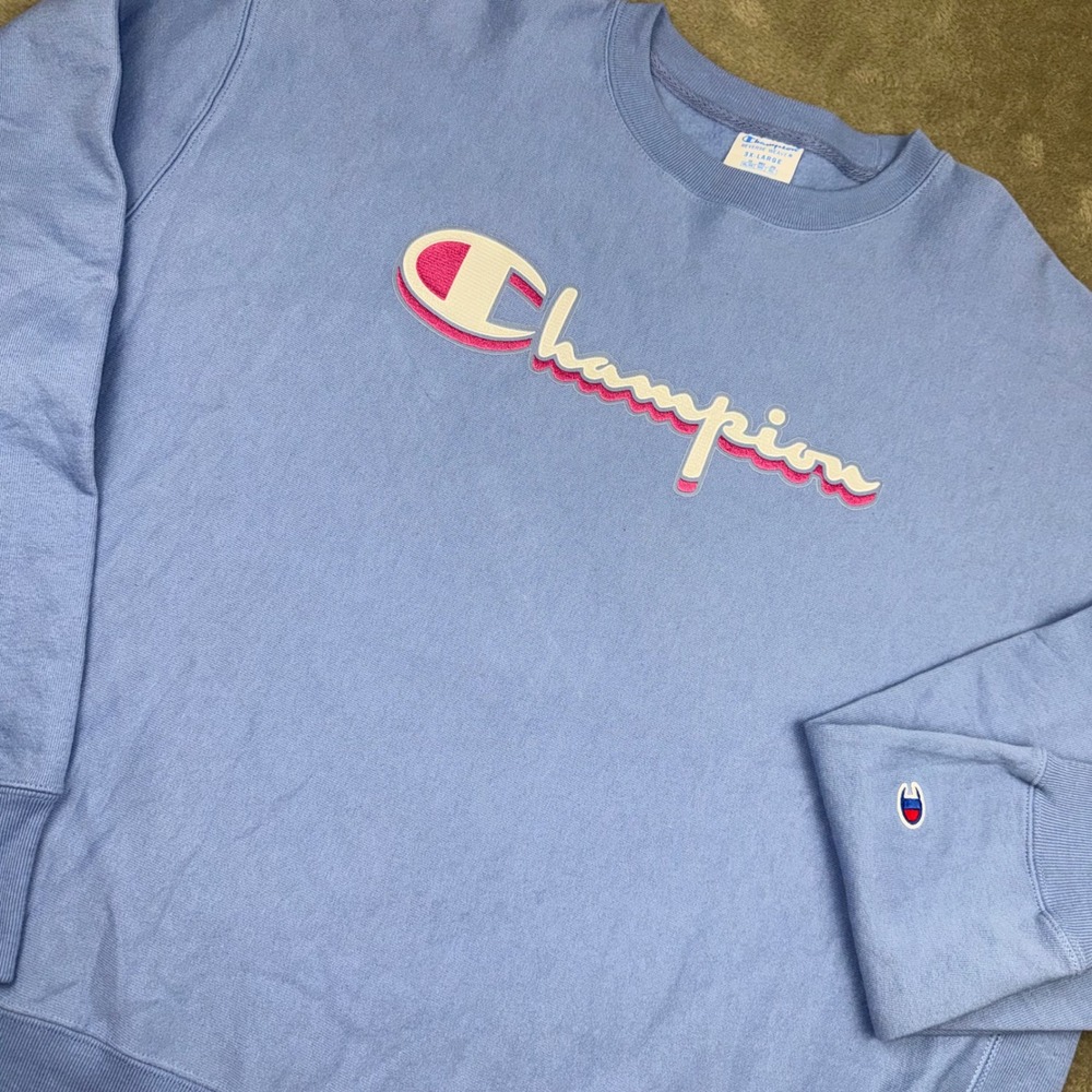 Champion Reverse Weave Sweatshirt Mens 3XL Blue Excellent Script Logo GF70 1PR